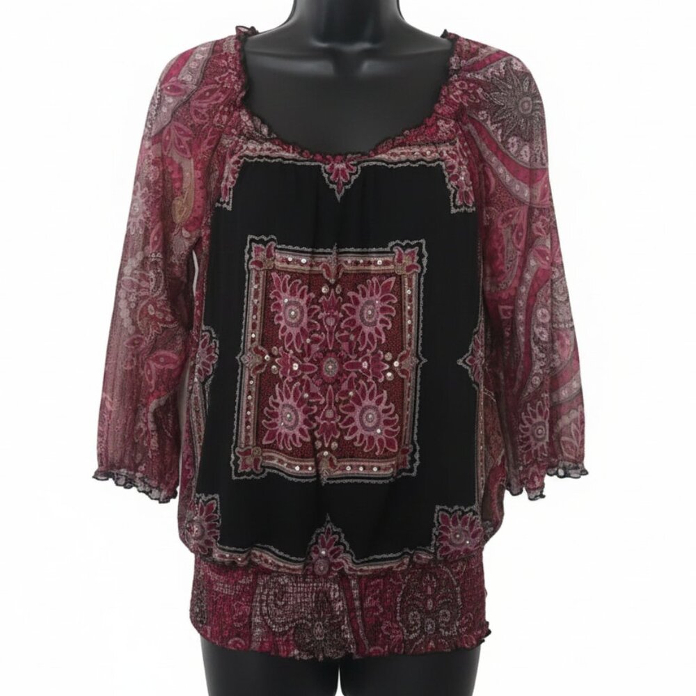 I.n.c. International concept Women's Gypsy  boho blouse Size Small